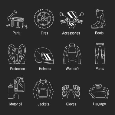 Doğrusal motosiklet simgeler vektör kümesi