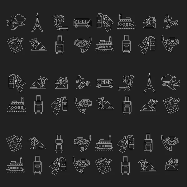 Conjunto vectorial de iconos de viaje Diseño lineal — Archivo Imágenes Vectoriales