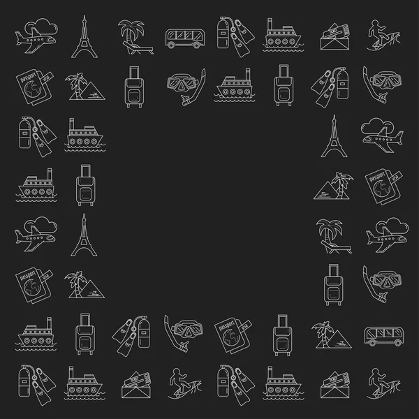 Conjunto vectorial de iconos de viaje Diseño lineal — Archivo Imágenes Vectoriales