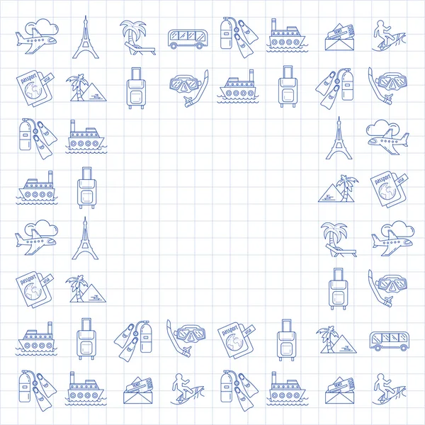 Conjunto vectorial de iconos de viaje Diseño lineal — Archivo Imágenes Vectoriales