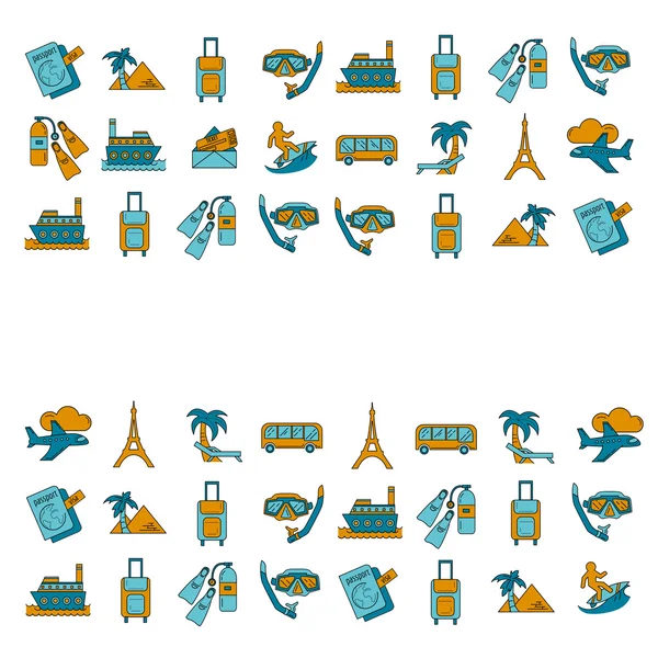 Seyahat simgeler doğrusal tasarım vektör kümesi