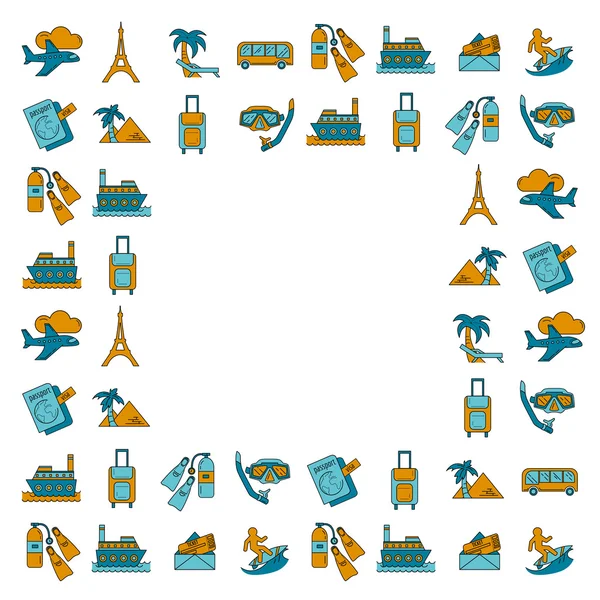 Seyahat simgeler doğrusal tasarım vektör kümesi