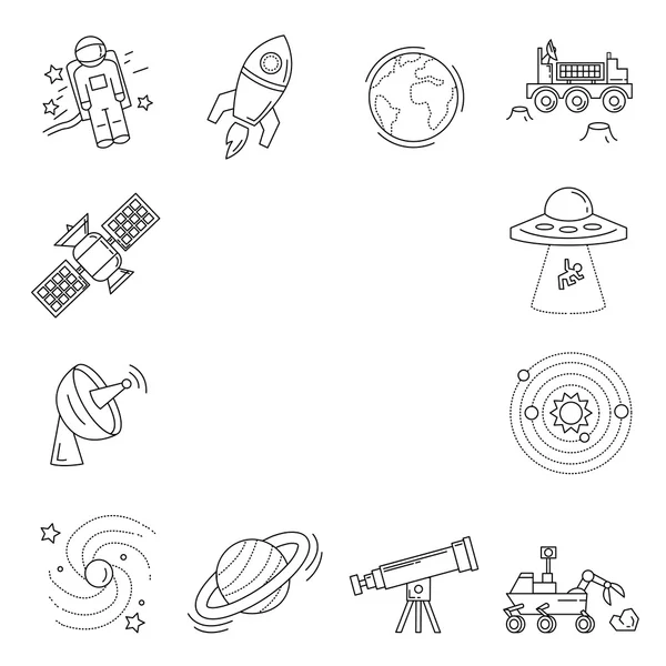 Conjunto vectorial de iconos espaciales y astronómicos — Vector de stock