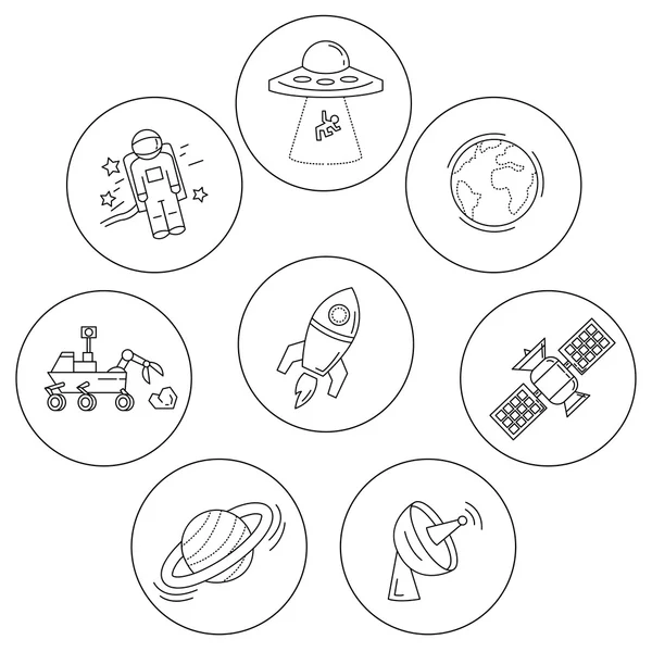 Conjunto vectorial de iconos espaciales y astronómicos — Vector de stock