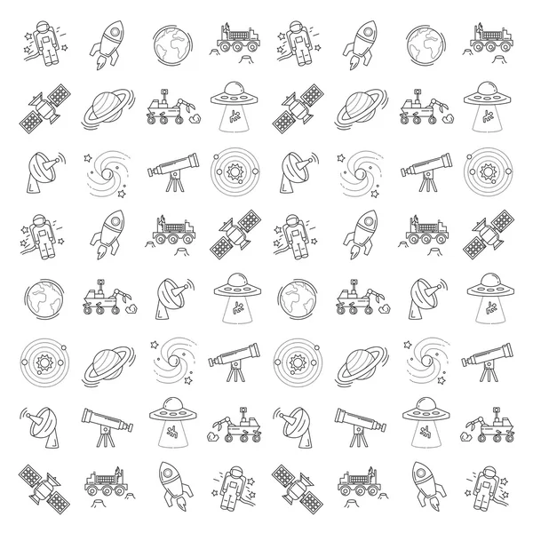 Vector set van pictogrammen van ruimte en astronomie — Stockvector