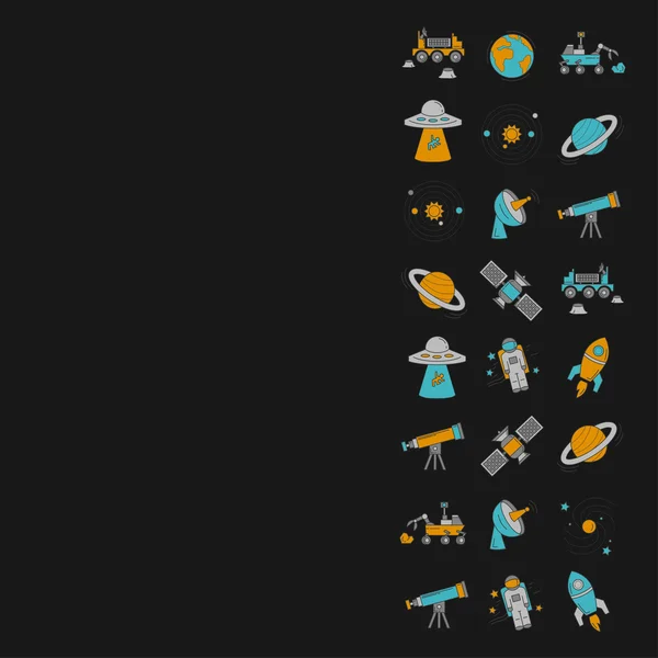 Vector set van pictogrammen van ruimte en astronomie — Stockvector