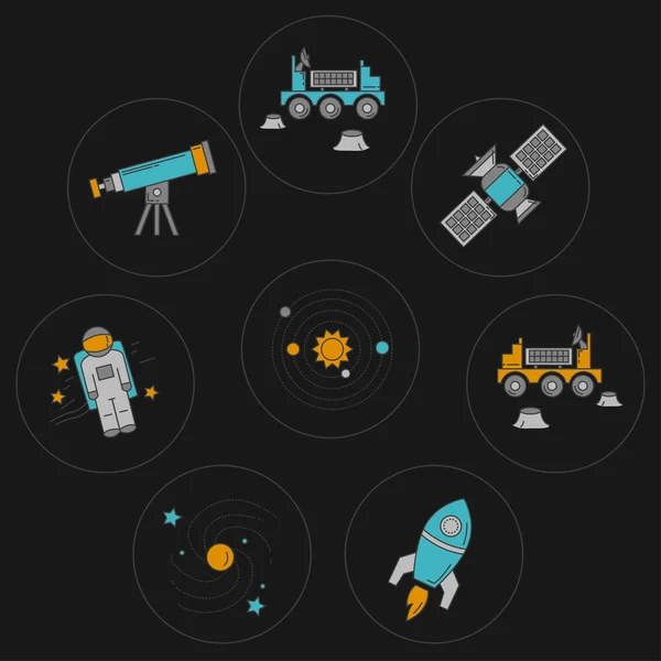 Vektor készlet hely és a csillagászat ikonok — Stock Vector