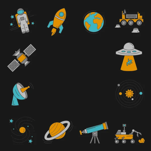 Conjunto vectorial de iconos espaciales y astronómicos — Vector de stock