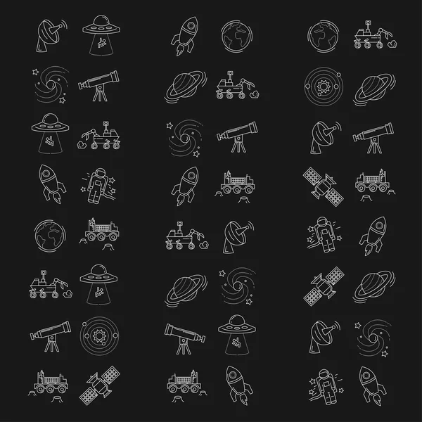 Conjunto vectorial de iconos espaciales y astronómicos — Archivo Imágenes Vectoriales