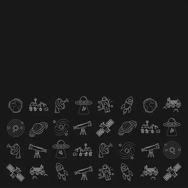 Vector set of space and astronomy icons — Stock Vector