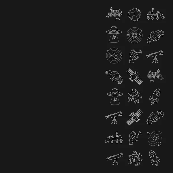 Vektor-Set von Raumfahrt- und Astronomie-Symbolen — Stockvektor