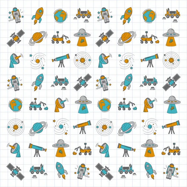 Vector set van pictogrammen van ruimte en astronomie — Stockvector