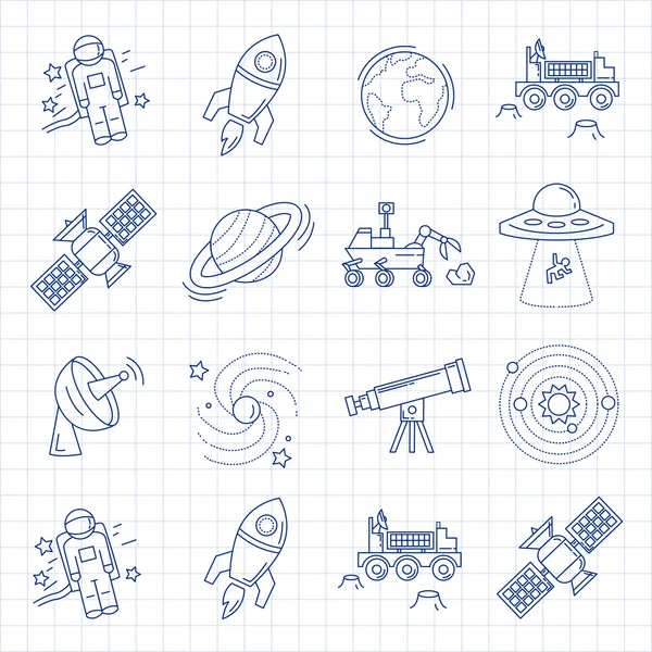 Conjunto vectorial de iconos espaciales y astronómicos — Archivo Imágenes Vectoriales