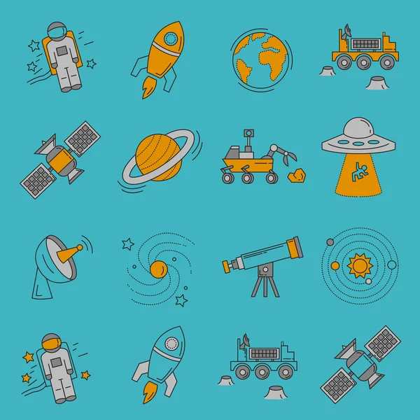 Conjunto vectorial de iconos espaciales y astronómicos — Vector de stock