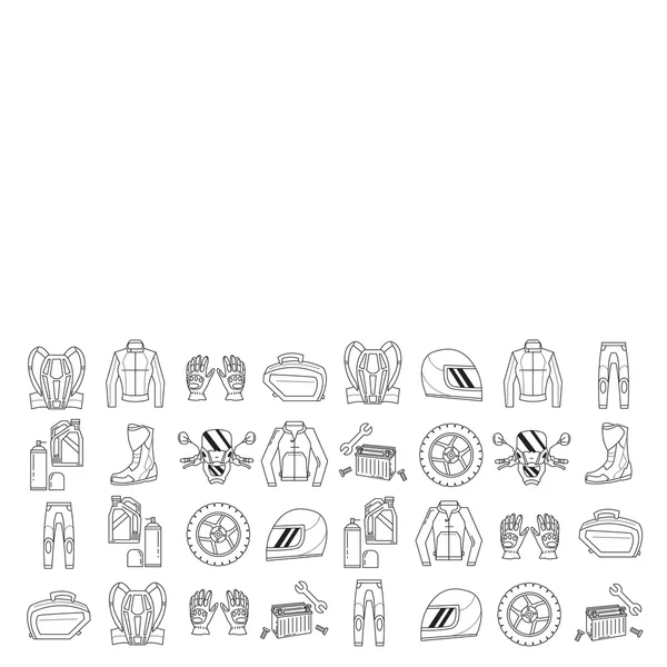 Vector set of linear motorcycle icons — Stock Vector