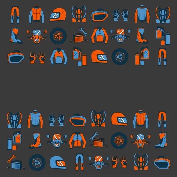 Vector set of linear motorcycle icons — Stock Vector