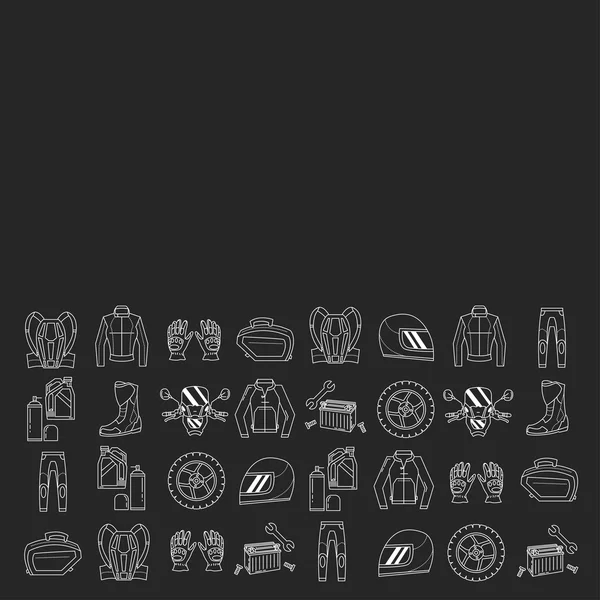 Conjunto vectorial de iconos lineales de motocicleta — Archivo Imágenes Vectoriales