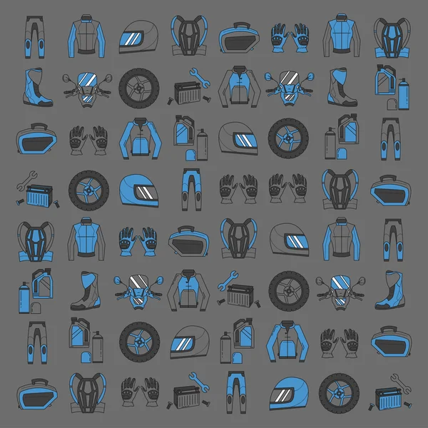 Conjunto vectorial de iconos lineales de motocicleta — Vector de stock
