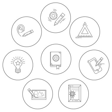 Yaratıcı süreç Vector Icons set