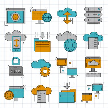Bulut depolama Vector Icons set