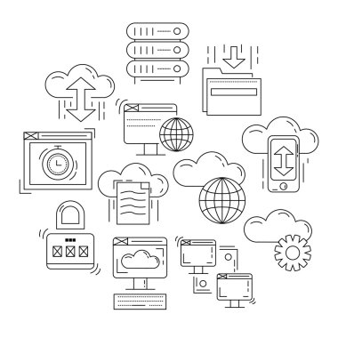 Bulut depolama Vector Icons set