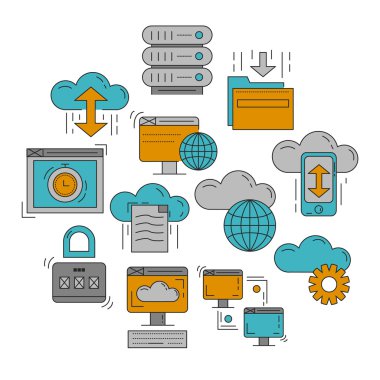Bulut depolama Vector Icons set