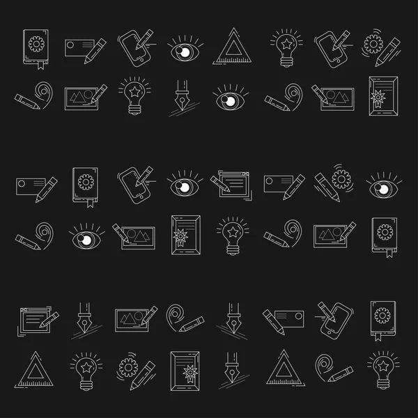 Conjunto de iconos vectoriales Proceso creativo — Vector de stock