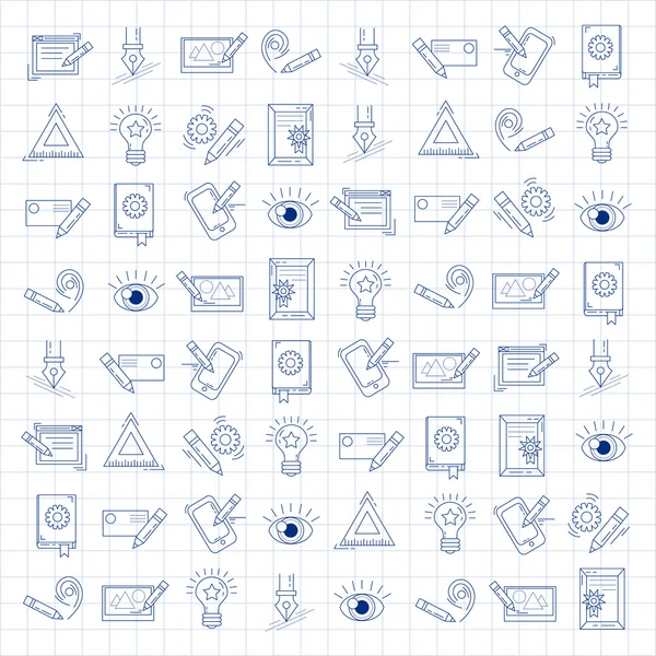 Conjunto de iconos vectoriales Proceso creativo — Vector de stock