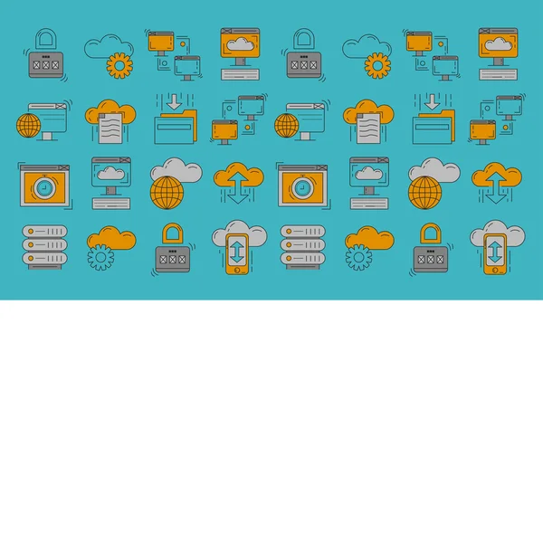 Almacenamiento en la nube Conjunto de iconos vectoriales — Archivo Imágenes Vectoriales