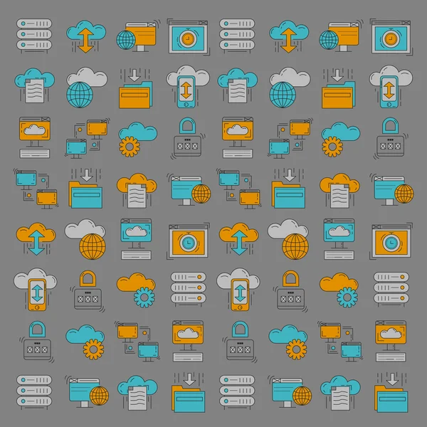 Almacenamiento en la nube Conjunto de iconos vectoriales — Archivo Imágenes Vectoriales