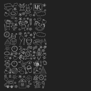 Doodle vektör anaokulu öğeleri