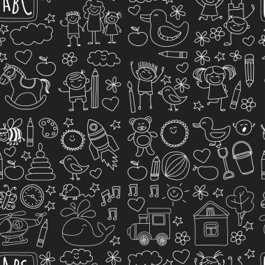 Doodle vektör anaokulu öğeleri