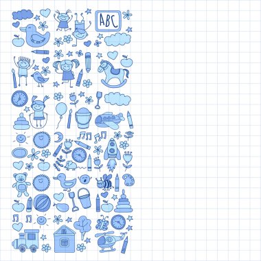 Doodle vektör anaokulu öğeleri
