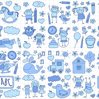 Doodle vektör anaokulu öğeleri