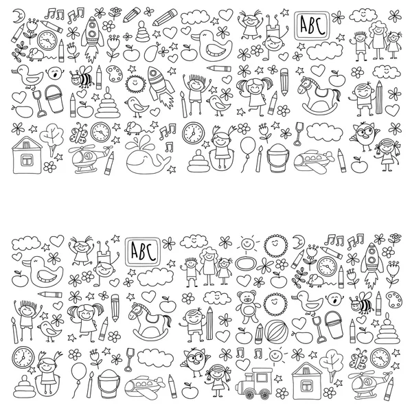 Doodle vector kindergarten elements — Stock Vector