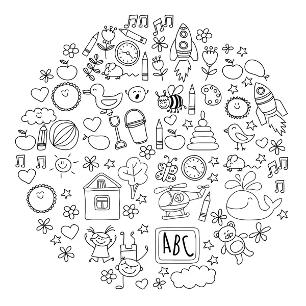 Doodle vector elementos de jardín de infantes — Vector de stock