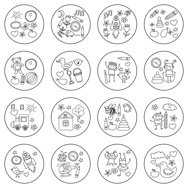 Doodle vektör anaokulu öğeleri