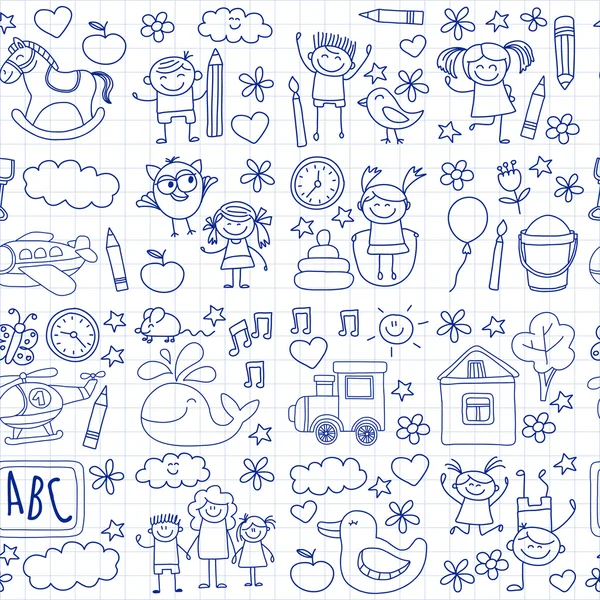 Doodle vektör anaokulu öğeleri