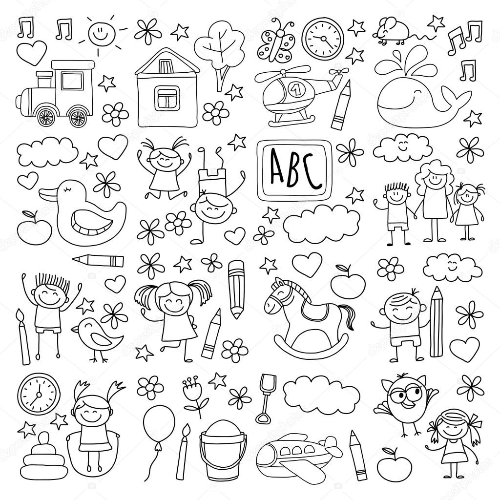 Doodle vector kindergarten elements Stock Illustration by ©Helen_F ...