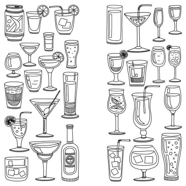 Juego de iconos de bebidas alcohólicas y cócteles — Archivo Imágenes Vectoriales