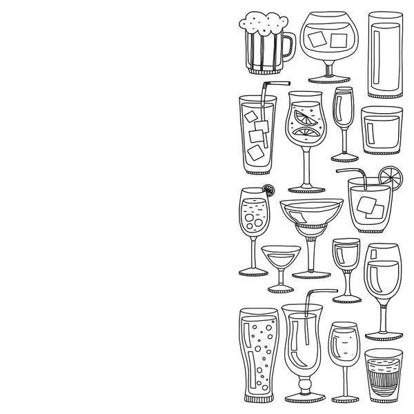 Alcohol drinks and cocktails icon set — Stock Vector