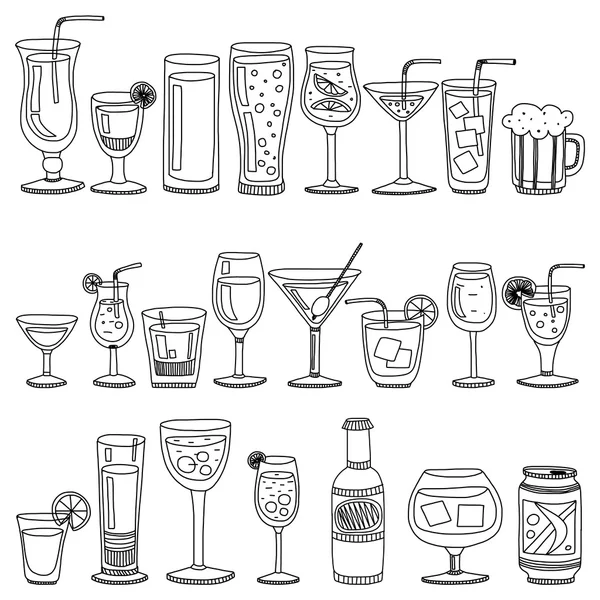 Alcoholdrankjes en cocktails icoon set — Stockvector