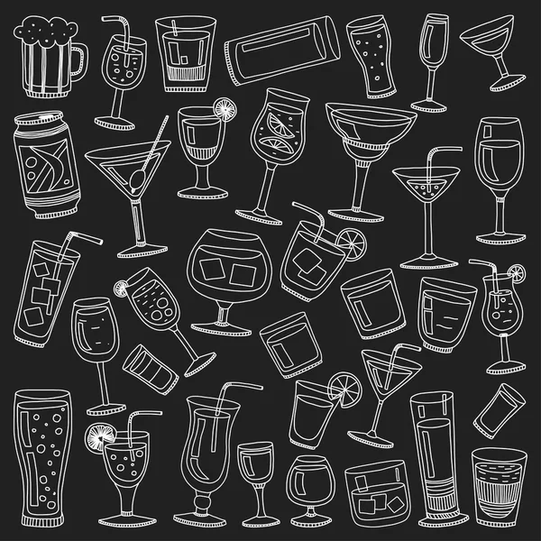 Zestaw ikon napojów alkoholowych i koktajli — Wektor stockowy