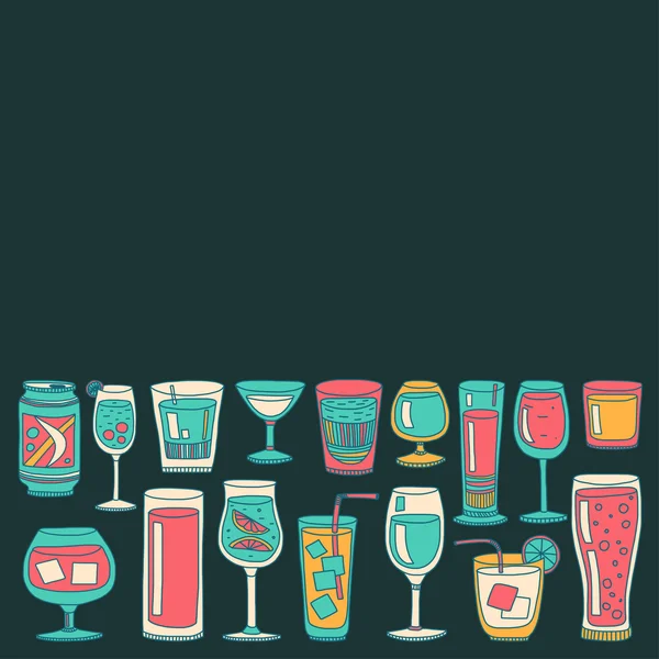 アルコール飲料とカクテルのアイコンセット — ストックベクタ