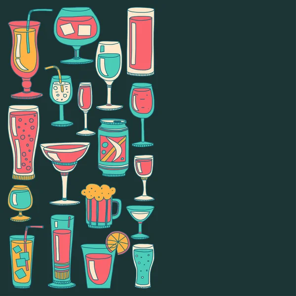 Alcohol drinks and cocktails icon set — Stock Vector