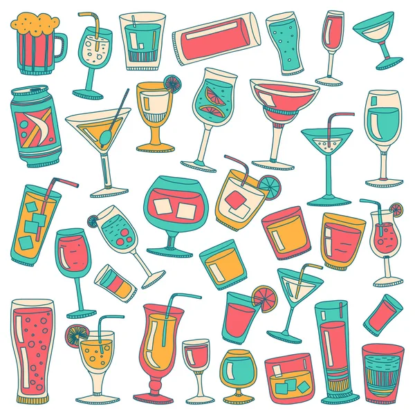 Alcohol drinks and cocktails icon set — Stock Vector