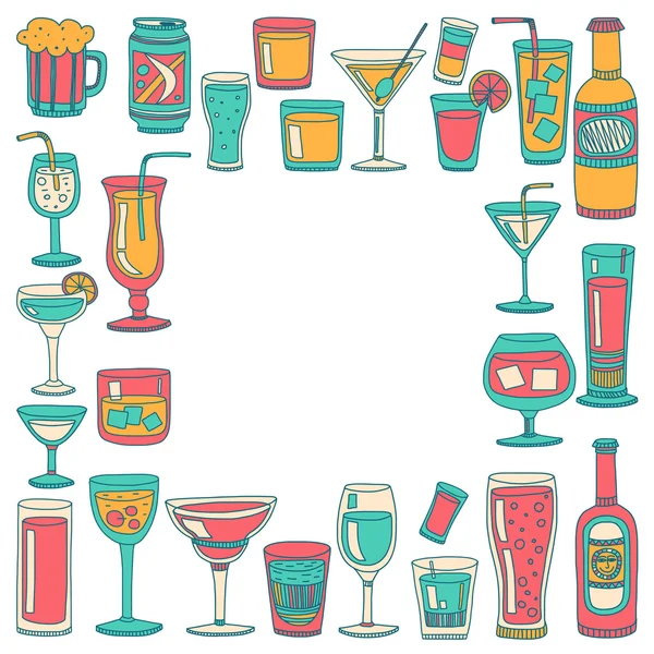 Bebidas alcoólicas e coquetéis conjunto de ícones — Vetor de Stock