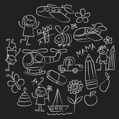 Anaokulu doodle blackboard resimleri