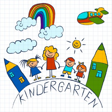 Anaokulu doodle not defteri kağıt üzerinde resimleri