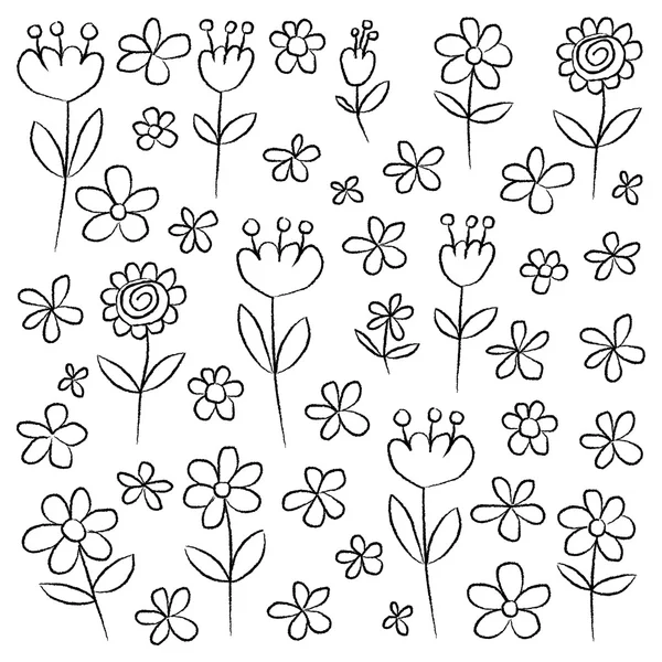 Conjunto de vetores de flores de doodle —  Vetores de Stock